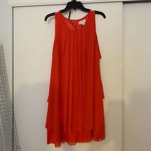 Tiered coral cocktail dress